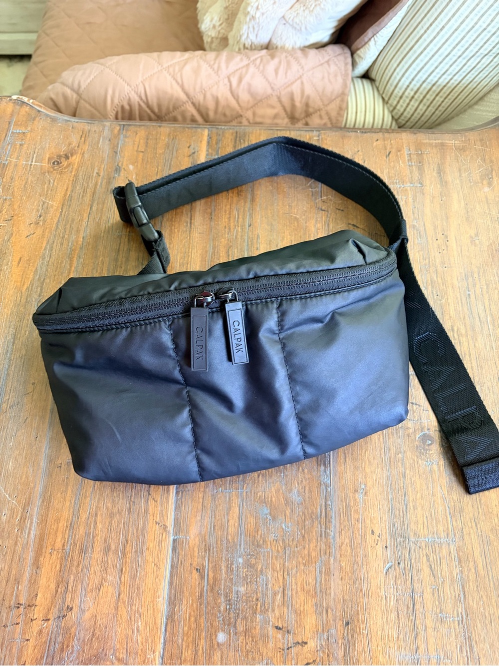 Calpak Black Luka Style Belt Bag with Branded Strap